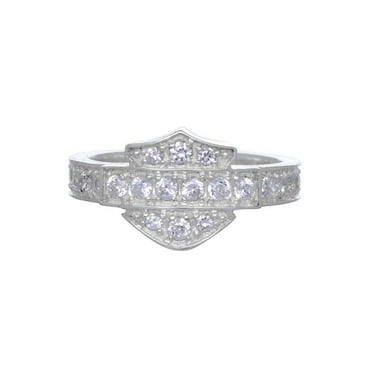 finition argent HDR0473 Harley-Davidson Femme Bling Filigrane Bar & Shield Ring finition argent HDR0473 Harley-Davidson Femme Bling Filigrane Bar & Shield Ring